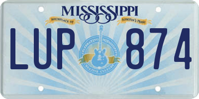 MS license plate LUP874