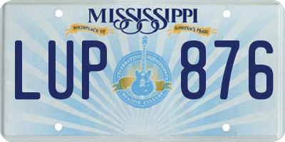 MS license plate LUP876