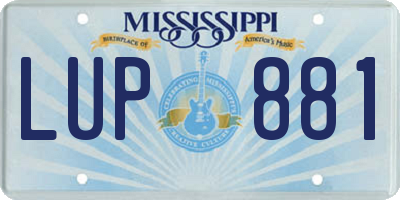 MS license plate LUP881
