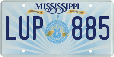 MS license plate LUP885