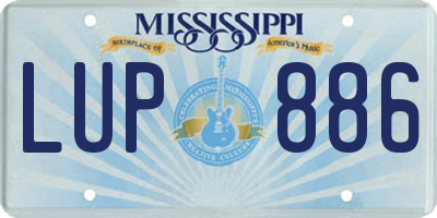 MS license plate LUP886