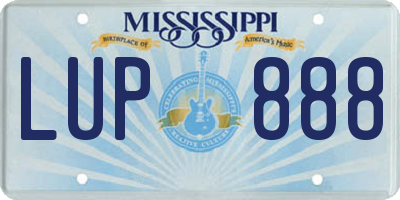 MS license plate LUP888