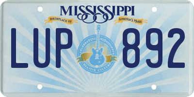 MS license plate LUP892