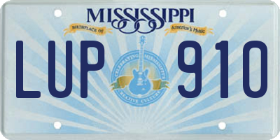 MS license plate LUP910