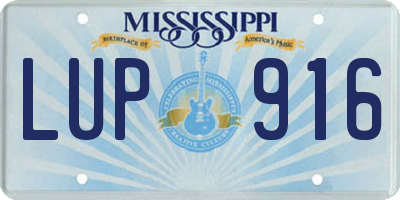 MS license plate LUP916