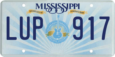 MS license plate LUP917