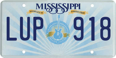 MS license plate LUP918
