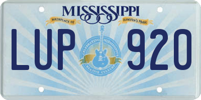 MS license plate LUP920