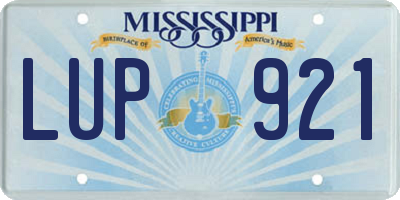 MS license plate LUP921