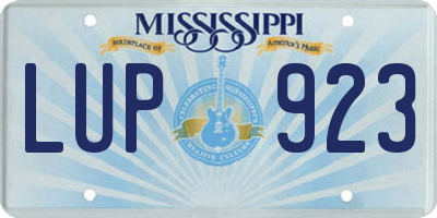 MS license plate LUP923