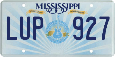 MS license plate LUP927
