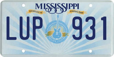 MS license plate LUP931