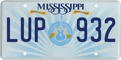MS license plate LUP932