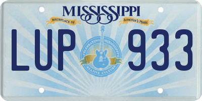 MS license plate LUP933