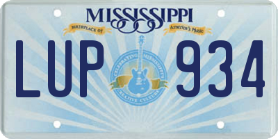 MS license plate LUP934