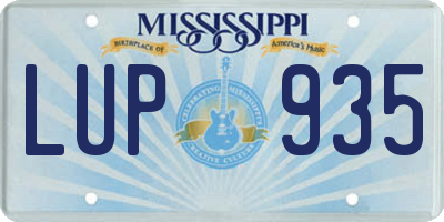 MS license plate LUP935