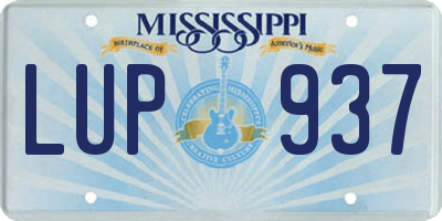 MS license plate LUP937