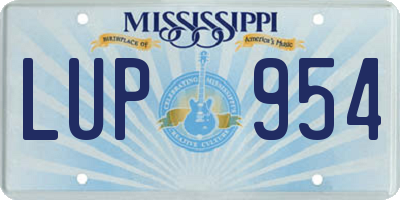 MS license plate LUP954