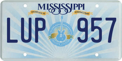 MS license plate LUP957