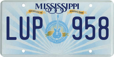 MS license plate LUP958