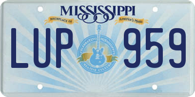 MS license plate LUP959