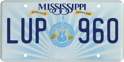 MS license plate LUP960