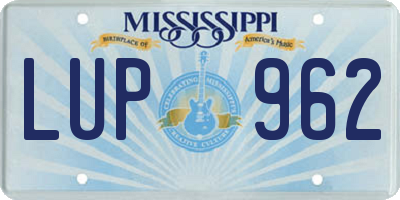 MS license plate LUP962