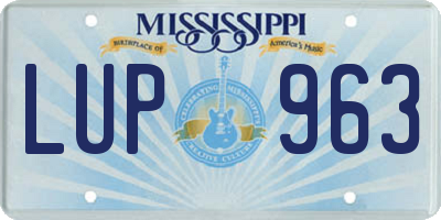MS license plate LUP963