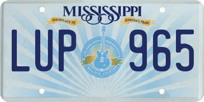 MS license plate LUP965