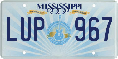MS license plate LUP967
