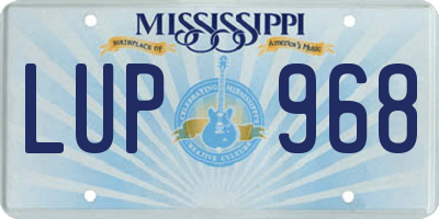 MS license plate LUP968
