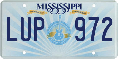 MS license plate LUP972