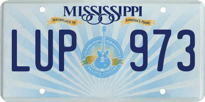 MS license plate LUP973