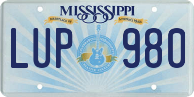 MS license plate LUP980