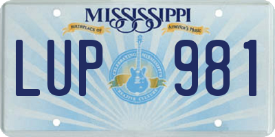 MS license plate LUP981