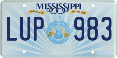 MS license plate LUP983