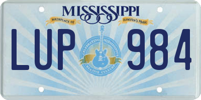 MS license plate LUP984