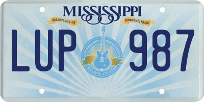 MS license plate LUP987