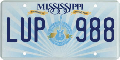 MS license plate LUP988