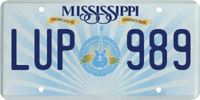 MS license plate LUP989