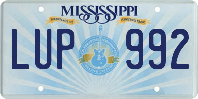 MS license plate LUP992