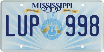 MS license plate LUP998