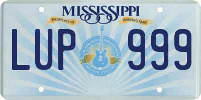 MS license plate LUP999