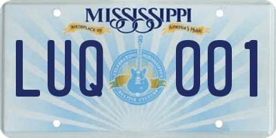 MS license plate LUQ001