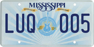 MS license plate LUQ005