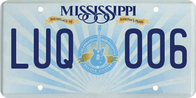 MS license plate LUQ006