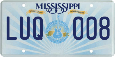 MS license plate LUQ008