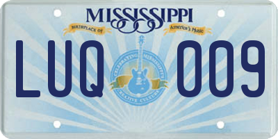 MS license plate LUQ009