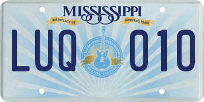 MS license plate LUQ010