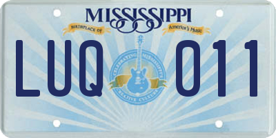 MS license plate LUQ011